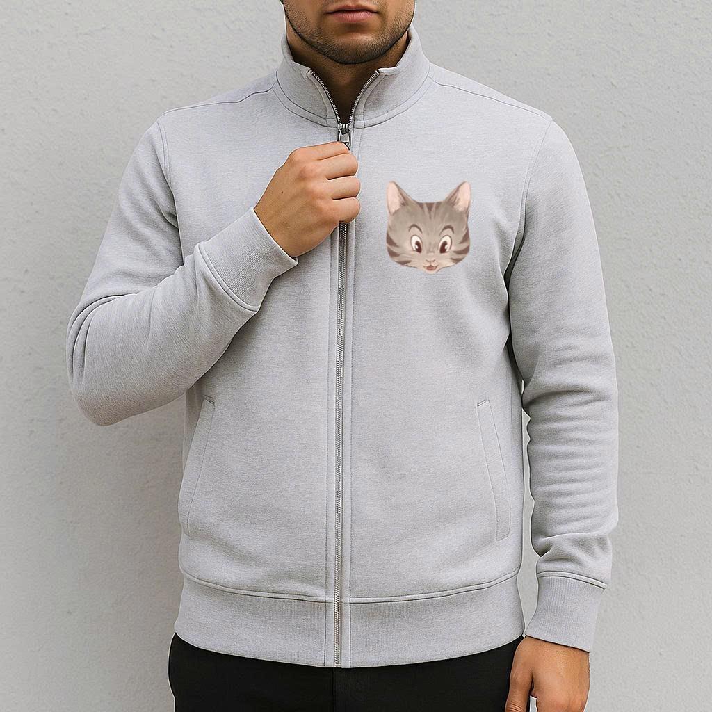 Image Of A Gray Cat With Big Eyes Jacket image 2