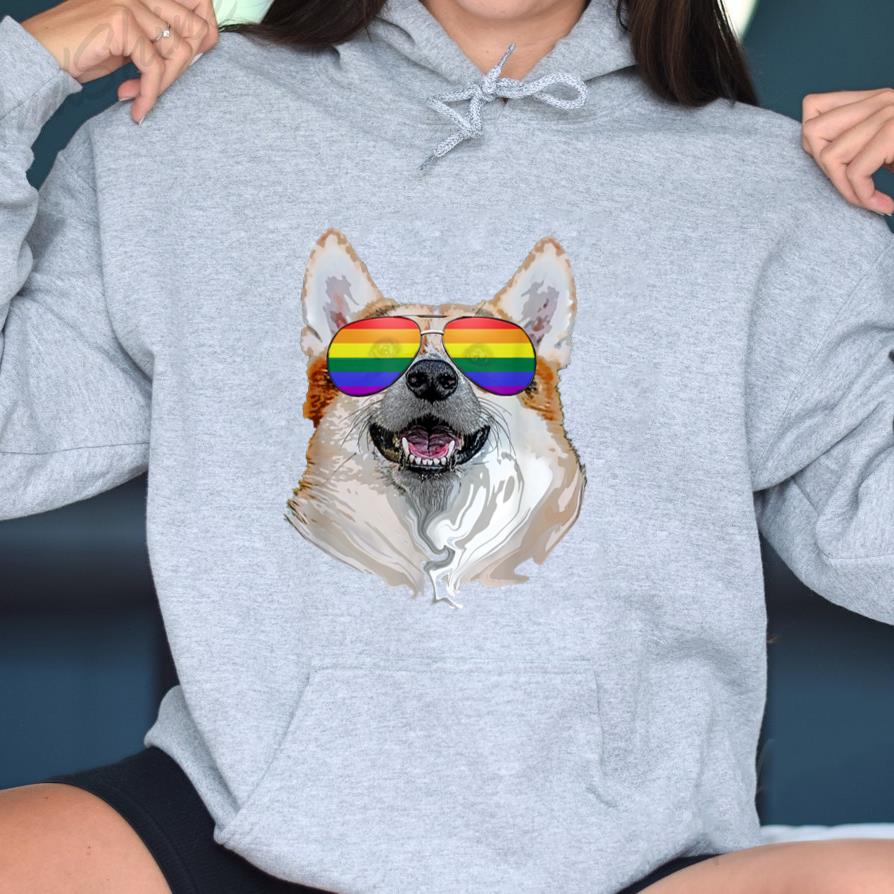 Corgi Dog Rainbow Sunglasses LGBT Pride Hoodie image 2