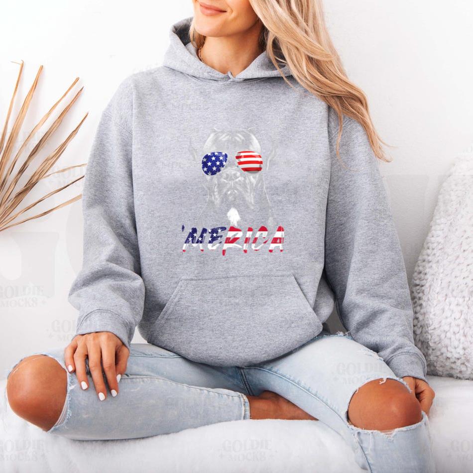 Boxer Dog American USA Flag Merica Hoodie image 3