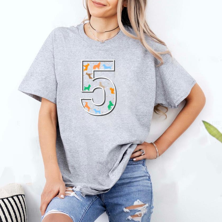 5 Year Old Birthday Dog T-Shirt image 1