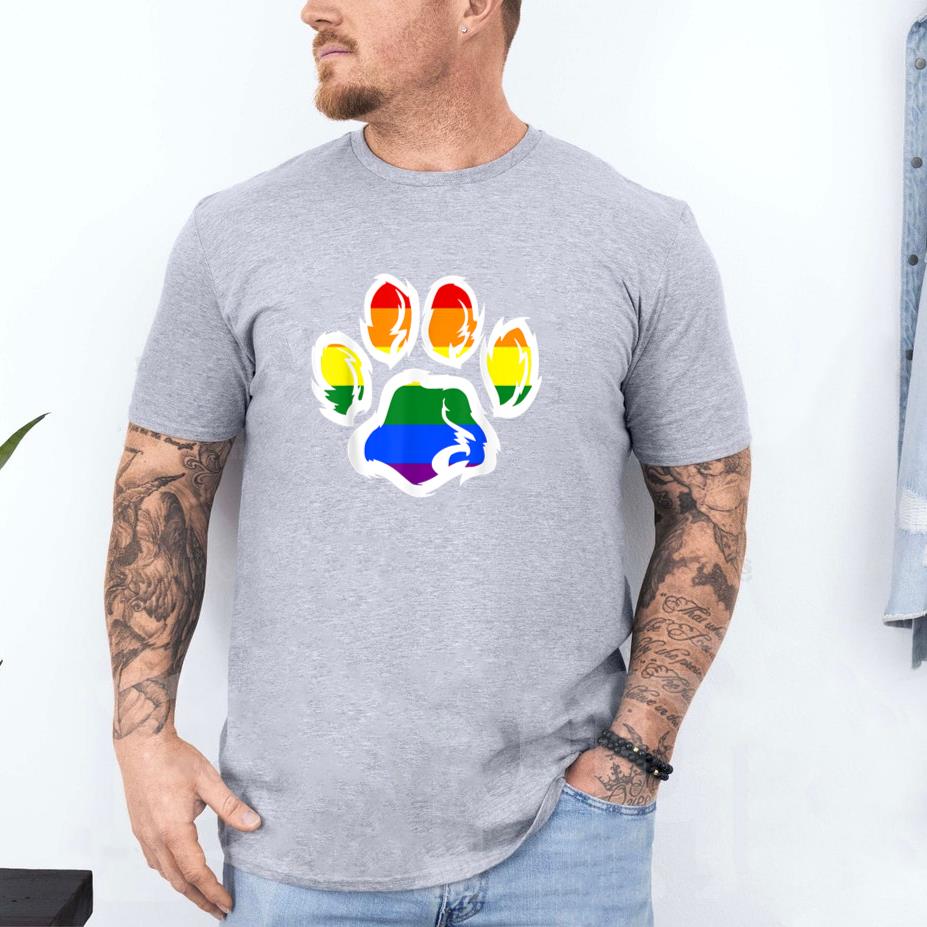 Ally Furry Pride Rainbow Dog Paw T-Shirt image 3