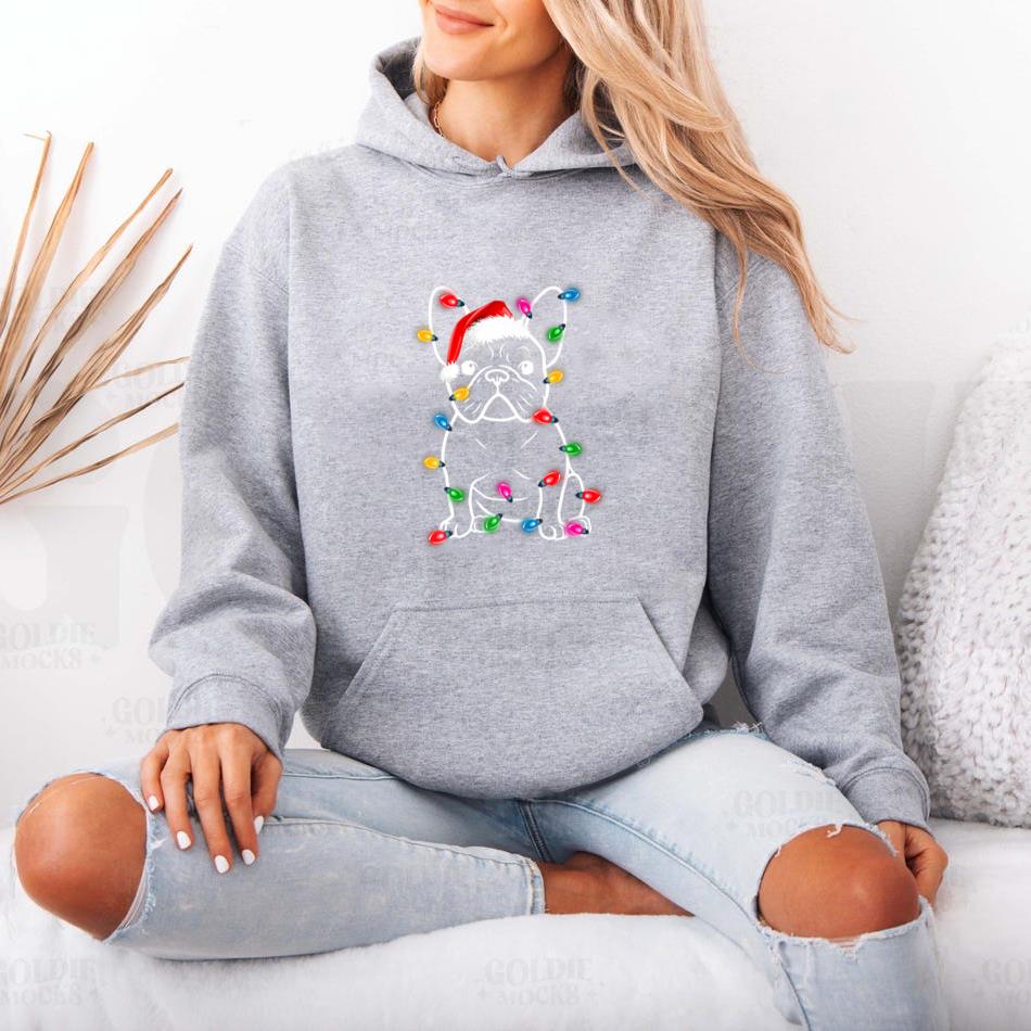 Christmas Lights Dog French Bulldog Hoodie image 3