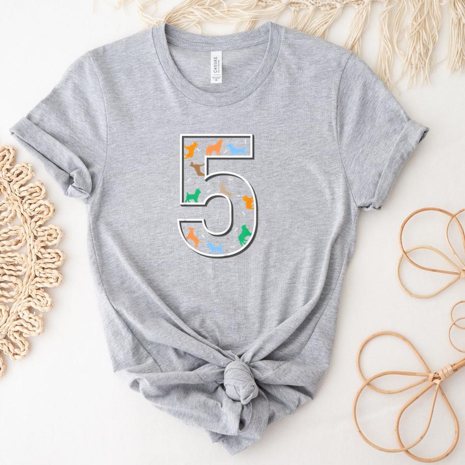 5 Year Old Birthday Dog T-Shirt image 0