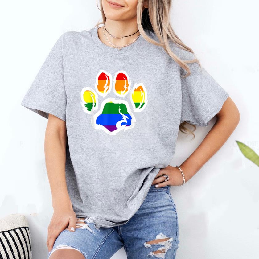 Ally Furry Pride Rainbow Dog Paw T-Shirt image 1