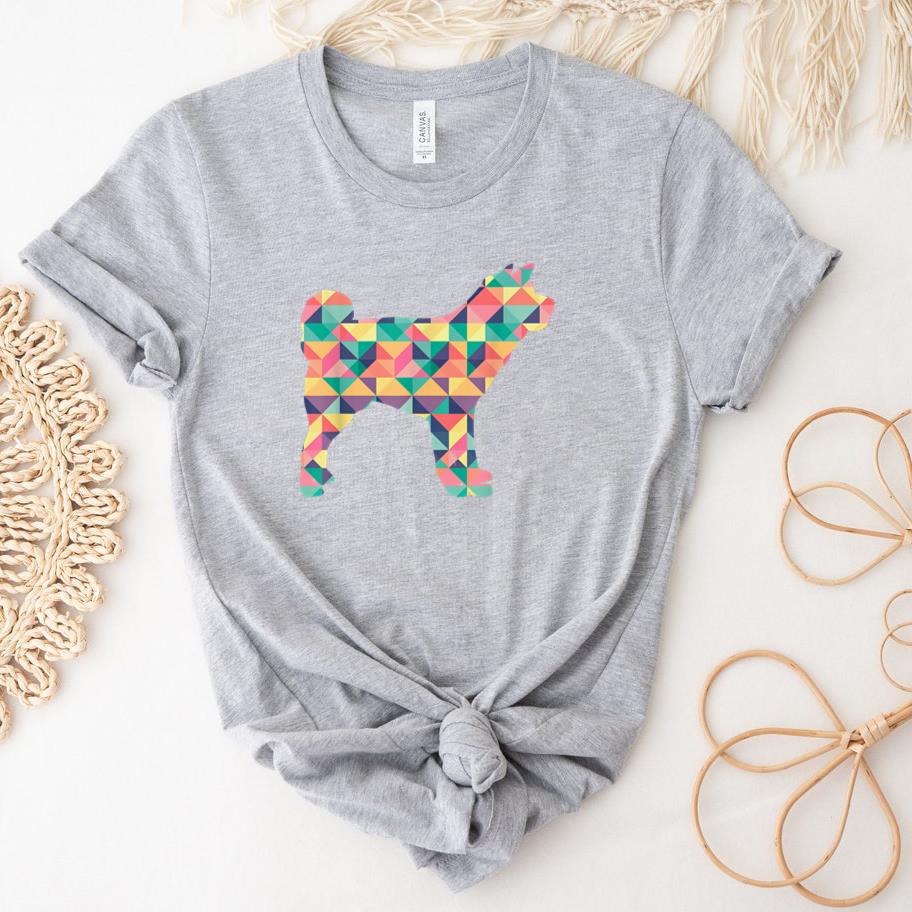 Akita Abstract Color Summer Puppy Dog T-Shirt image 0