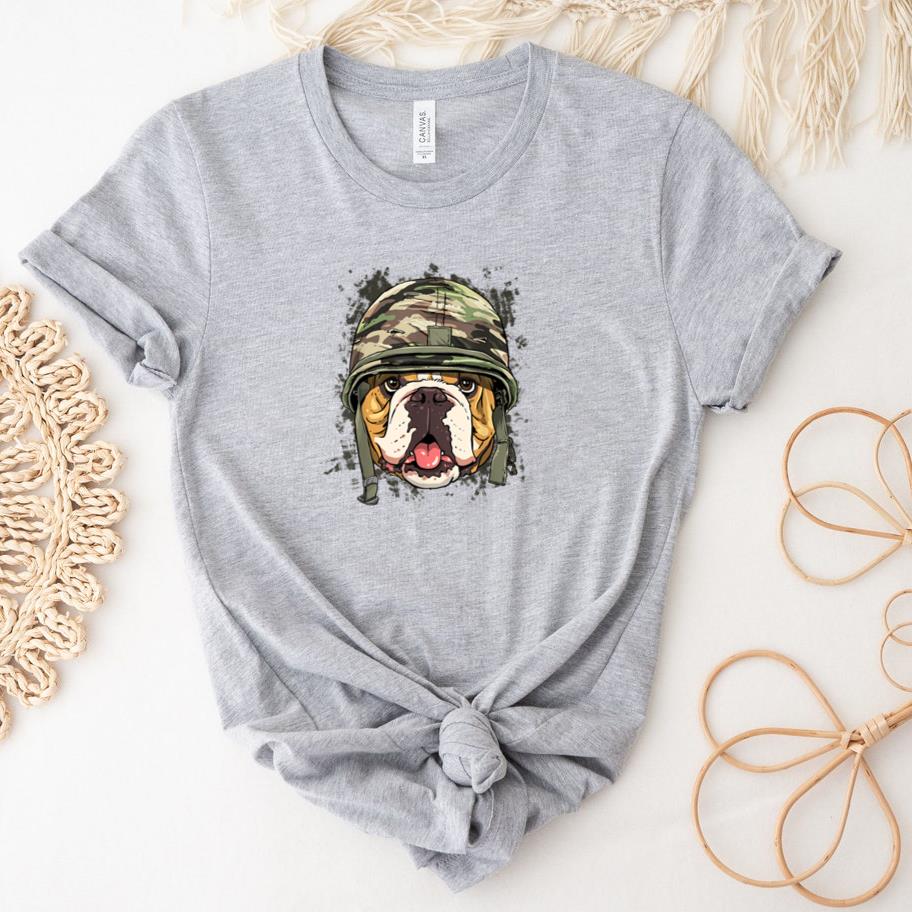 American Bulldog Soldier Veteran Dog T-Shirt image 0