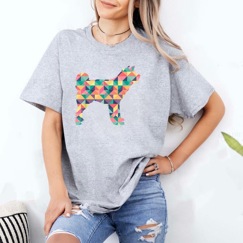 Akita Abstract Color Summer Puppy Dog T-Shirt image 1