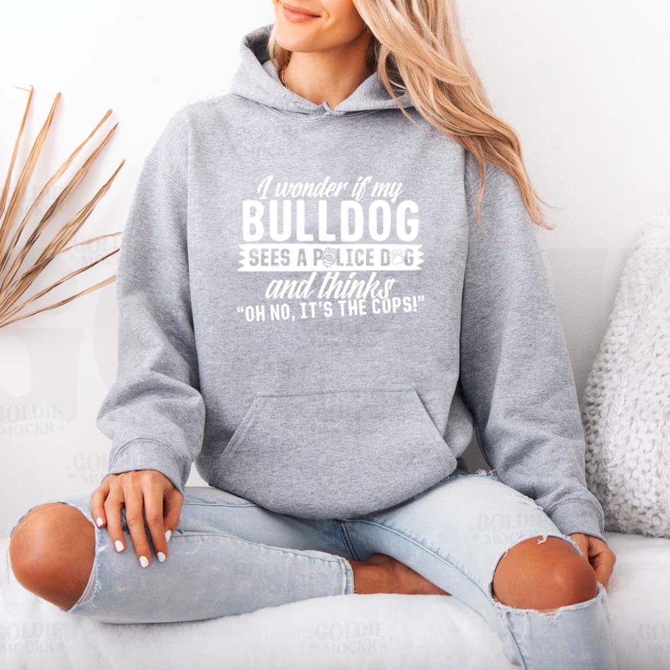 Bulldog Sees Police Dog And Thinks Its The Cops Hoodie image 3
