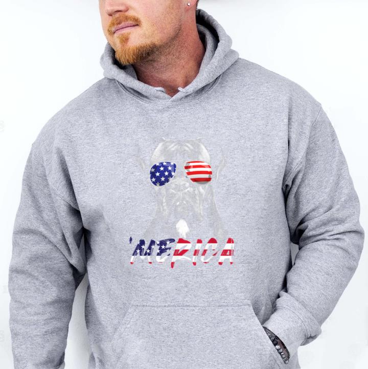 Boxer Dog American USA Flag Merica Hoodie image 0