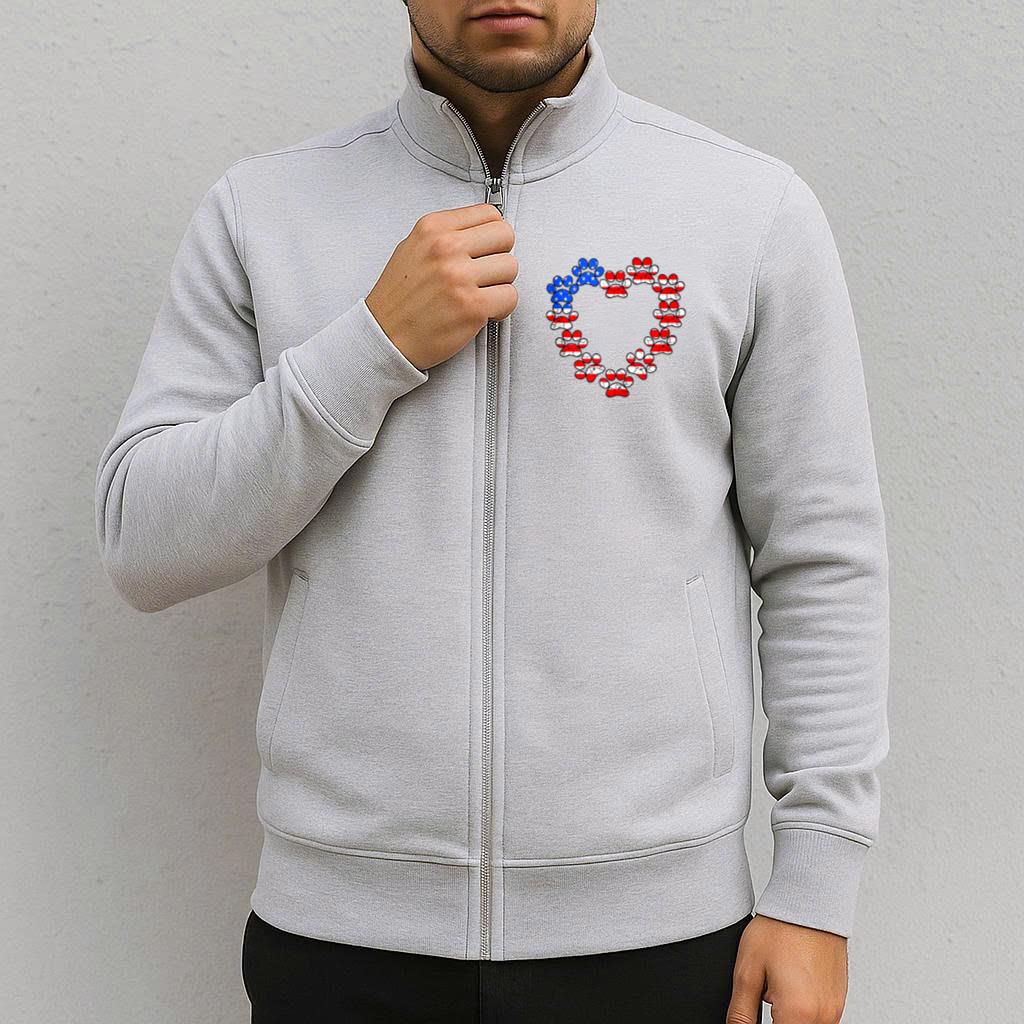 Animal Lover USA Flag Cat Dog Paw Heart Jacket image 2