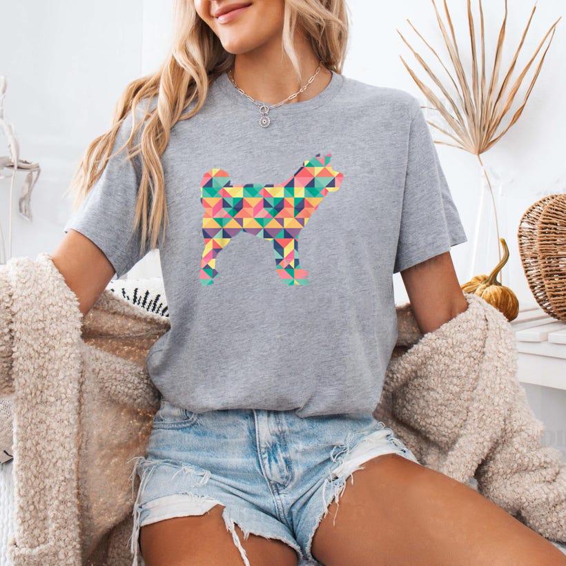 Akita Abstract Color Summer Puppy Dog T-Shirt image 2