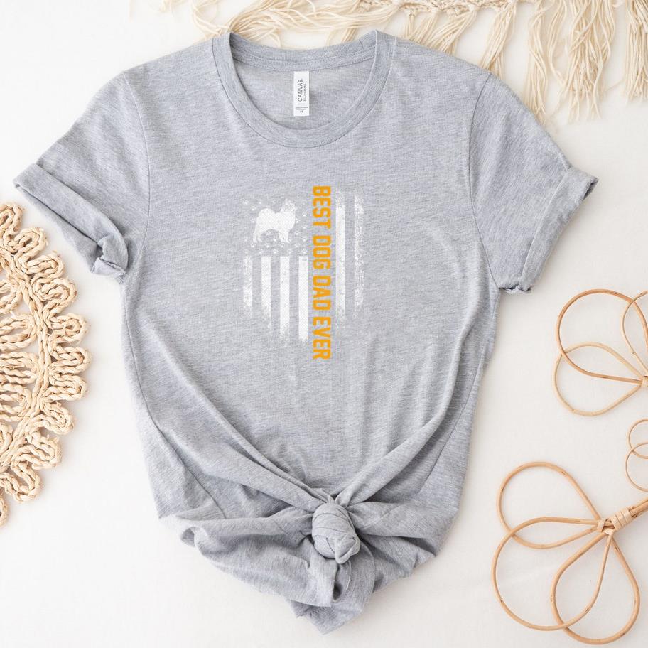 Best Pomeranian Dog Dad Ever American Flag T-Shirt image 0