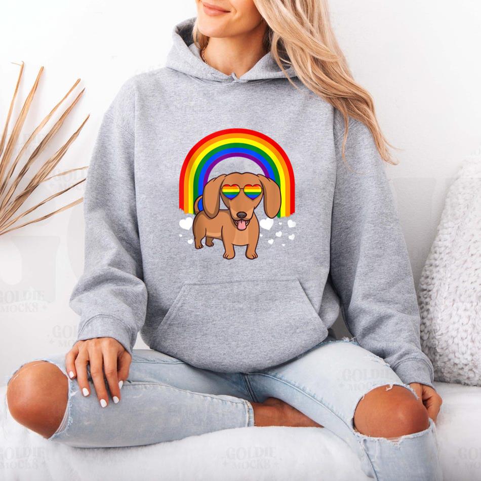 Dachshund Dog Rainbow Hoodie image 3