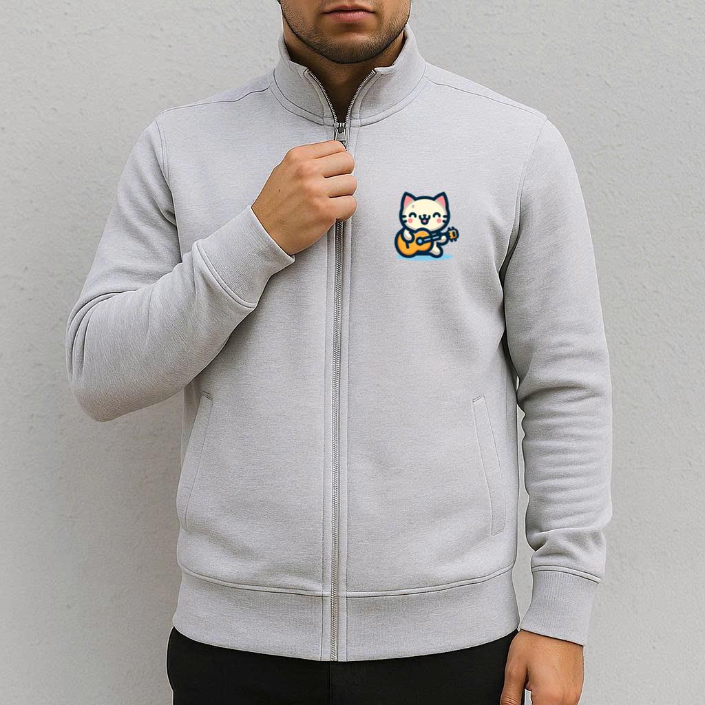 Cute Cat Playing Guitar T Shirt Design Jacket image 2