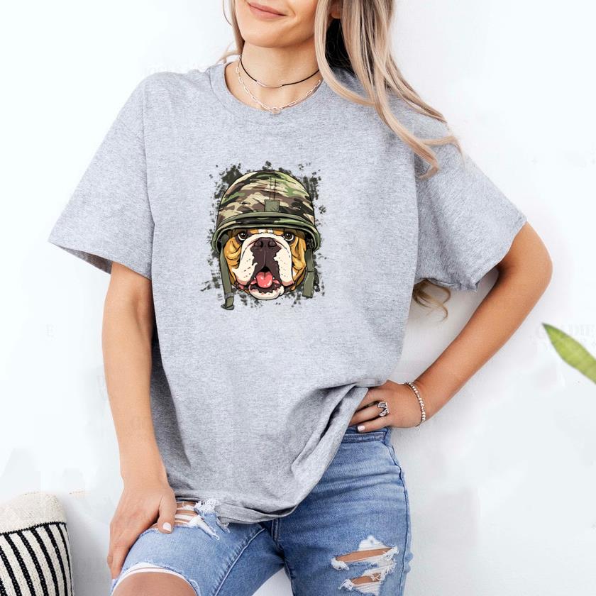 American Bulldog Soldier Veteran Dog T-Shirt image 1