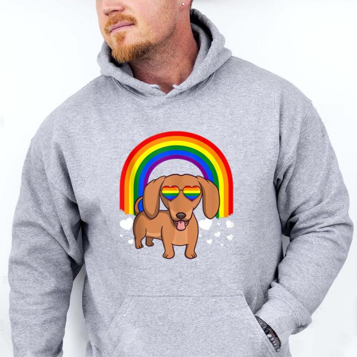 Dachshund Dog Rainbow Hoodie image 0