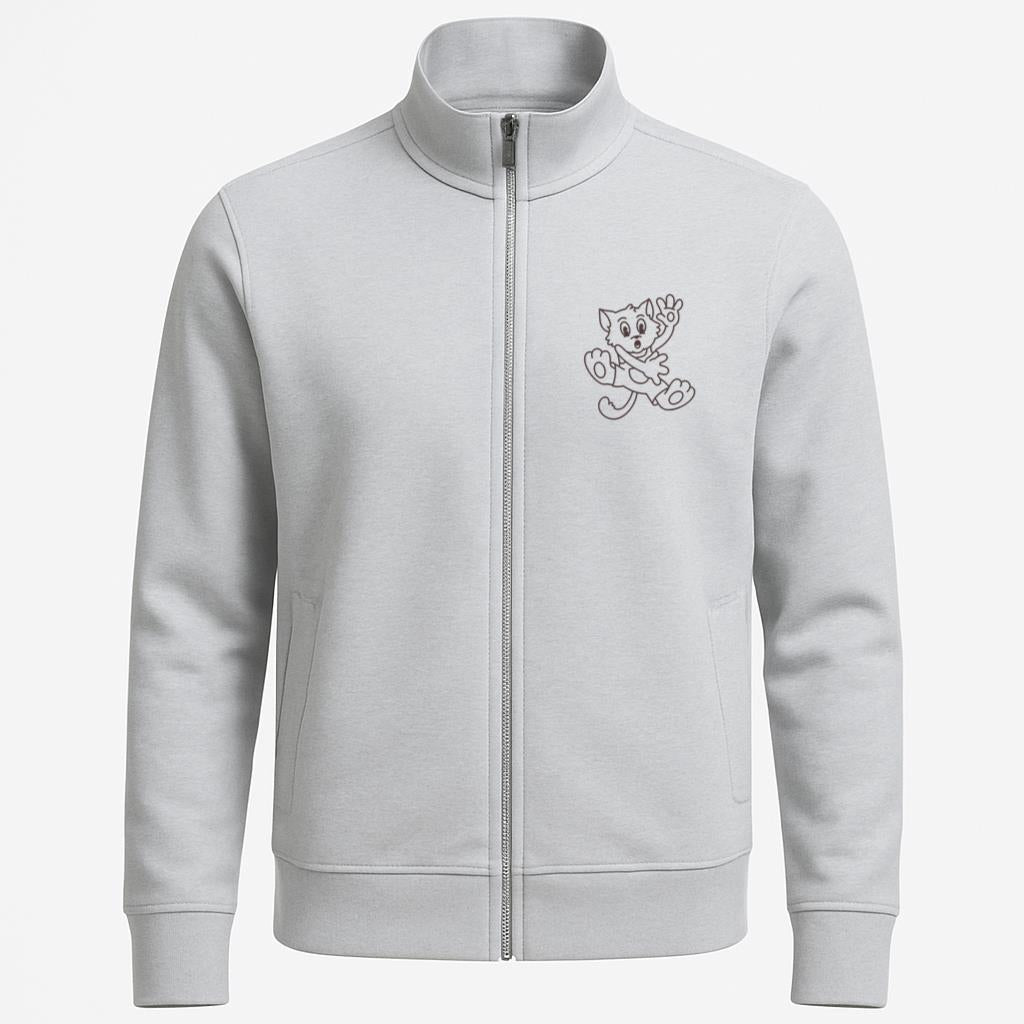 Black And White Drawing Of A Cat Jumping Jacket image 0