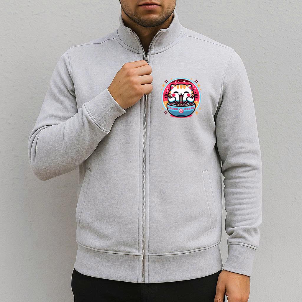 Cute Cat Noodle Bowl T Shirt Design Jacket image 2